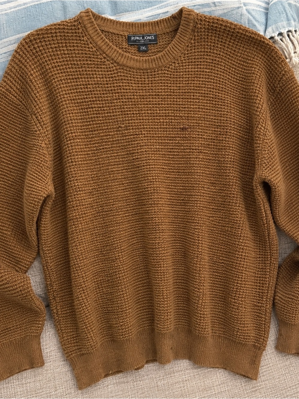 Paul Jones Men’s 2XL Chunky Knit Sweater Brown Oversized Crewneck